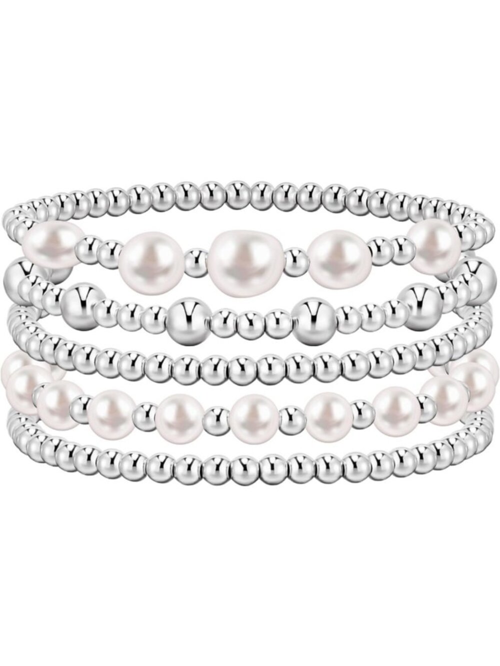 14K Gold Plated Beaded Bracelets Set for Women - Stackable Stretch Jewelry Gift